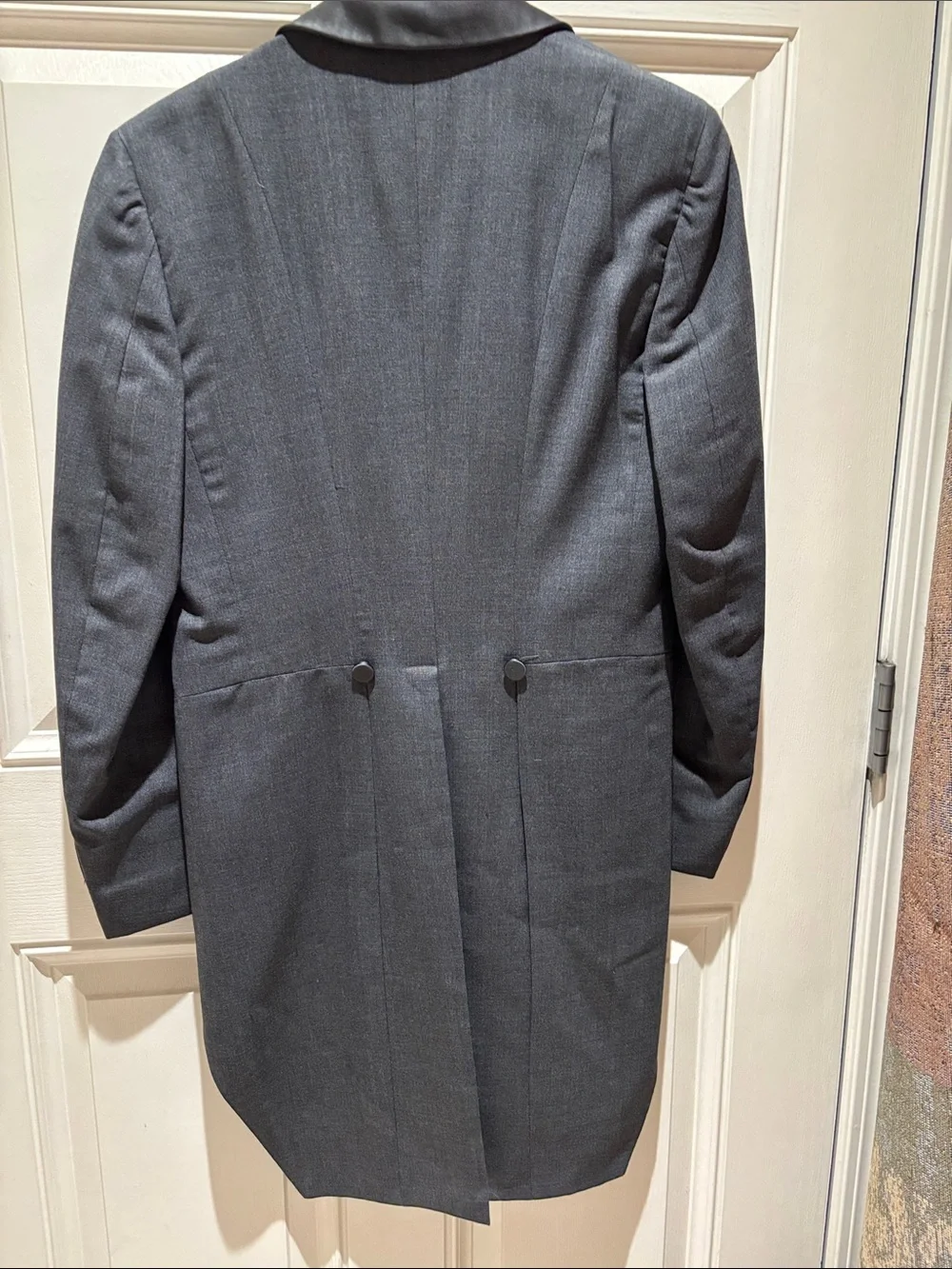 Pierre Cardin Men's Tailcoat Blazer in Charcoal Gray with Black Satin Lapels